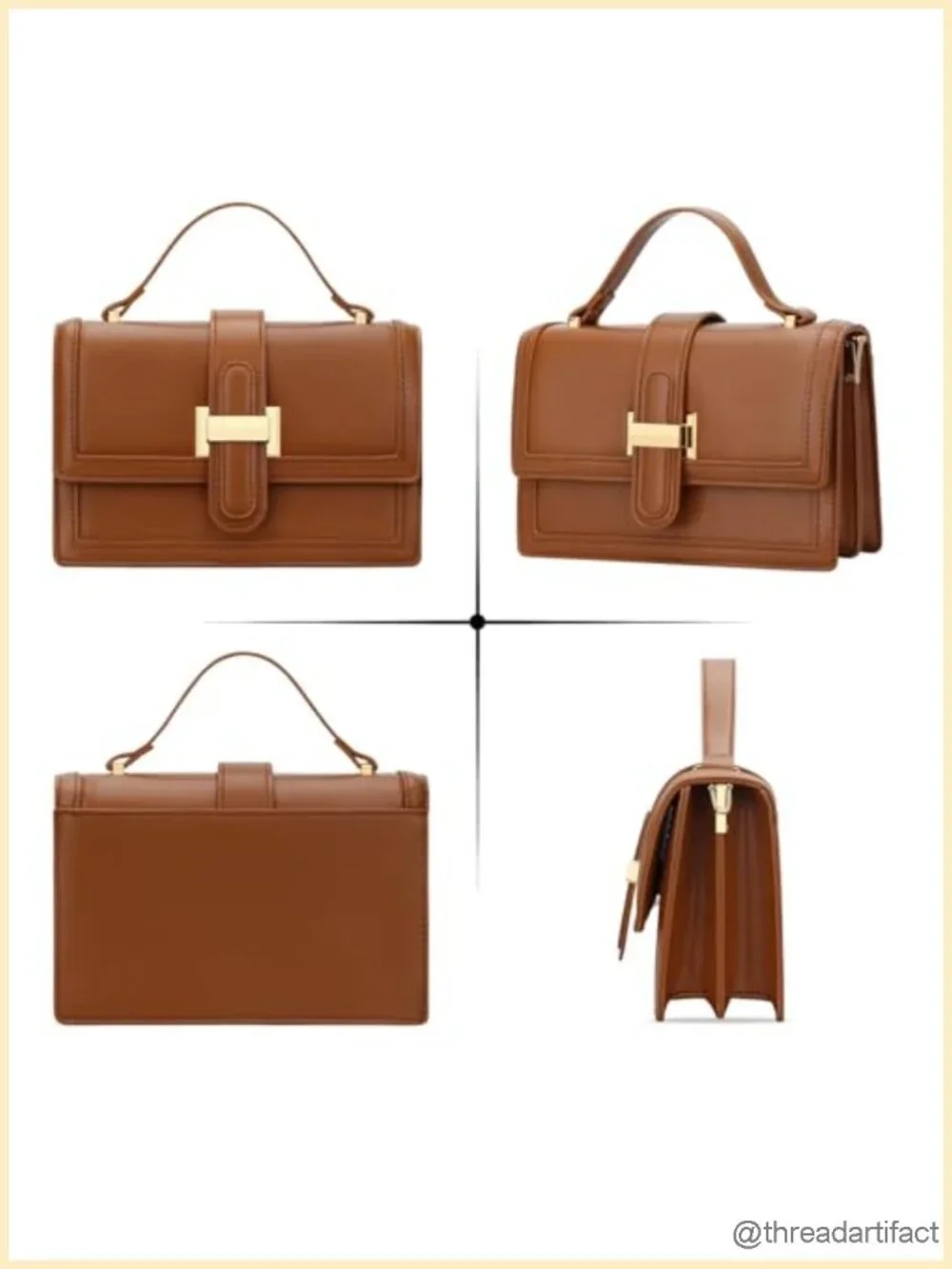 Vegan PU Leather Crossbody Bag with Top Handle and Adjustable Strap